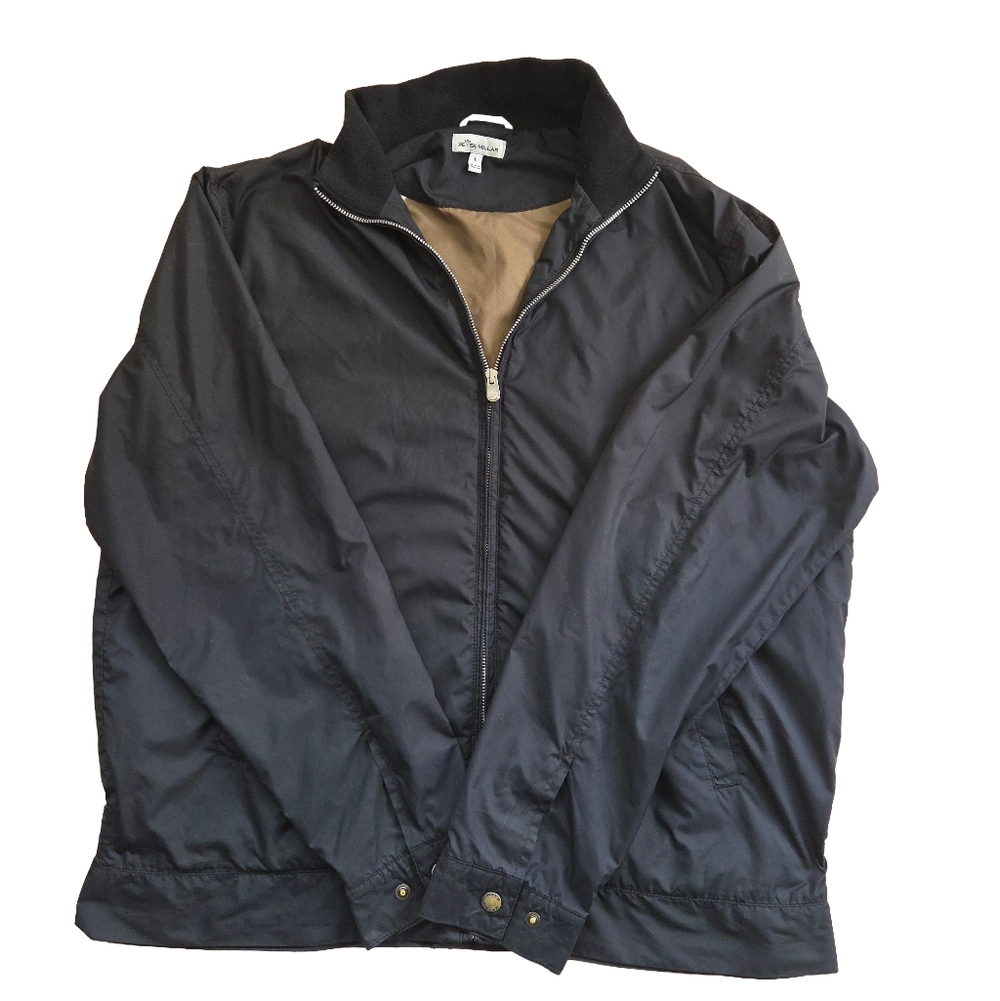 Peter Millar Black Lightweight Golf Windbreaker, Size L